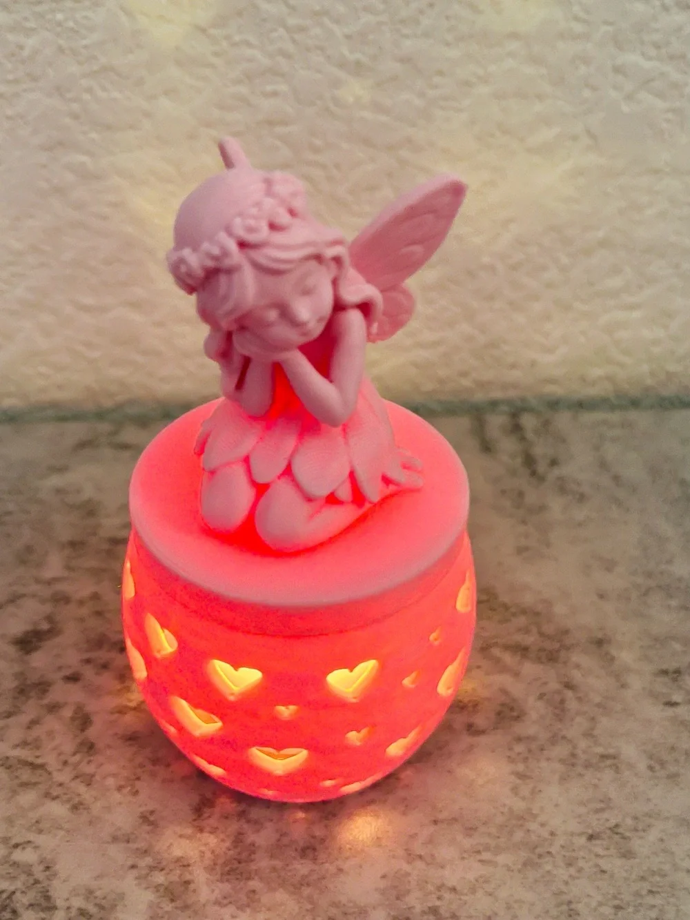 Pink Fairy Heart Tea Light Holder - Home Accents